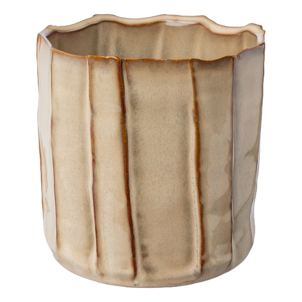 Keramik Übertopf LINUS 14x13,5x13,5 cm caramel