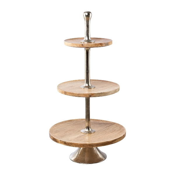Holz Etagere 3 Stöckig 50cm natur