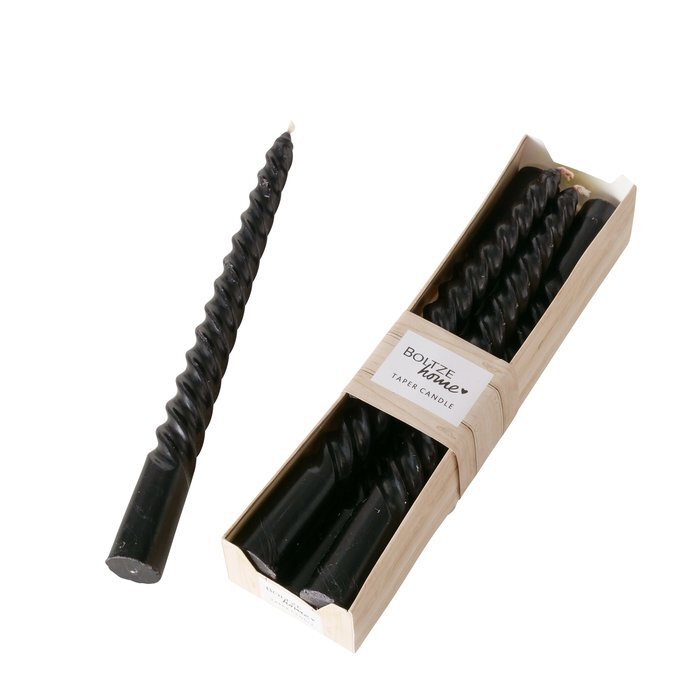 Stabkerze Twisto 6 tlg. H20cm schwarz matt
