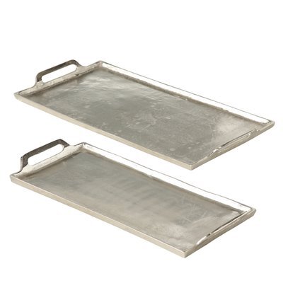Tablett Rhys, Deko 47x21cm, Alu Silber