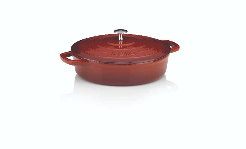 Bräter Calido rund rot/beige D82H7cm 3,2L