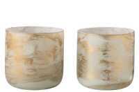 Windlicht Marmor Glas 17x17x17,5cm