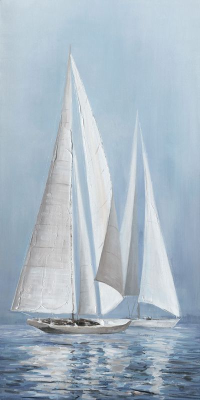 Ölbild 2 Segelboote im Meer 70x140cm