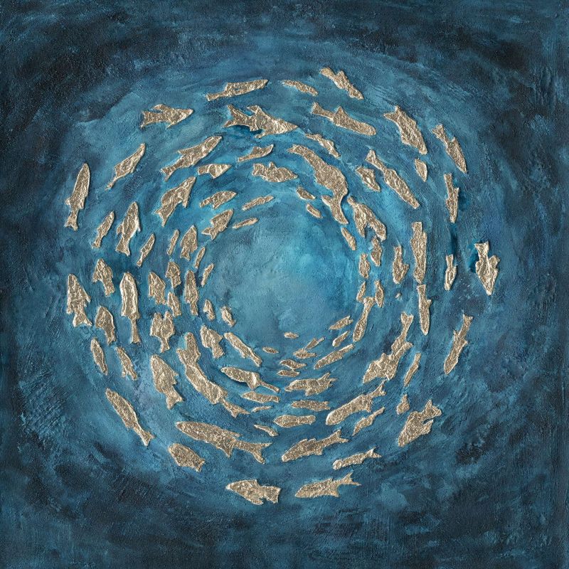 Ölbild Fischstrudel gold 100x100cm