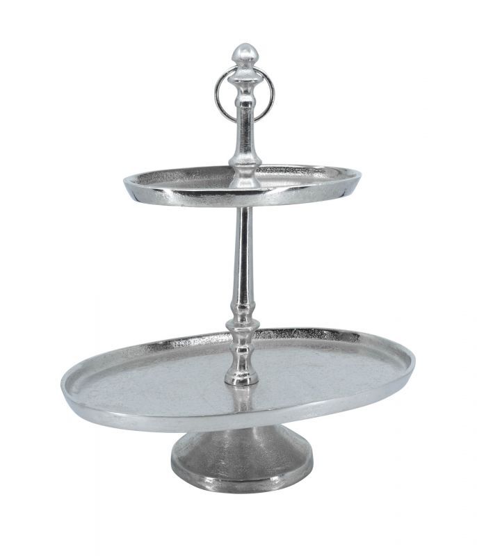 Etagere oval 2er Alu Nickel 30x30x35cm
