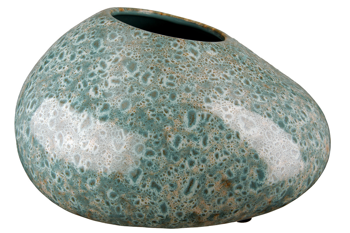 Keramik Vase ORGANIC B22/T25/H12cm grün