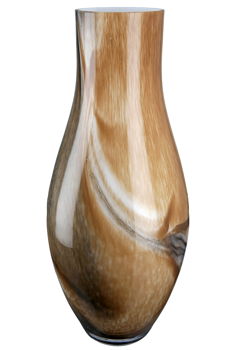 Glase Vase DRAGA bauchig braun H40cm D17cm