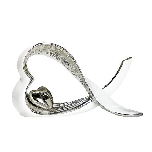 Dekoobjekt Herz weiß/silber 2-fach sort.
