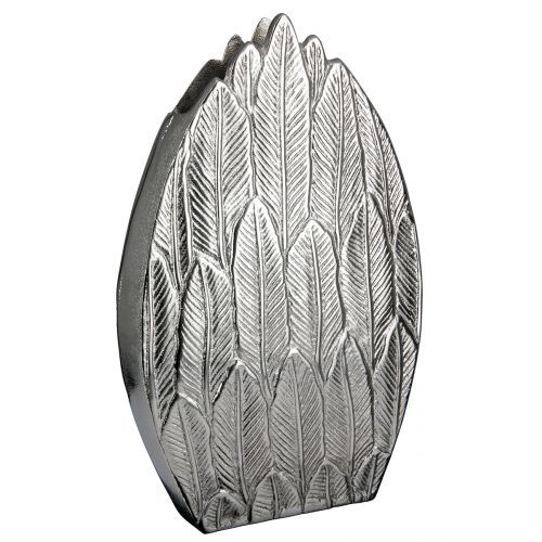 Vase Feder oval silber H29 B18 L6cm