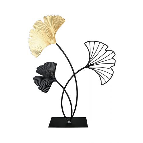 Standrelief Ginkgo Metall schwarz H24 B23cm